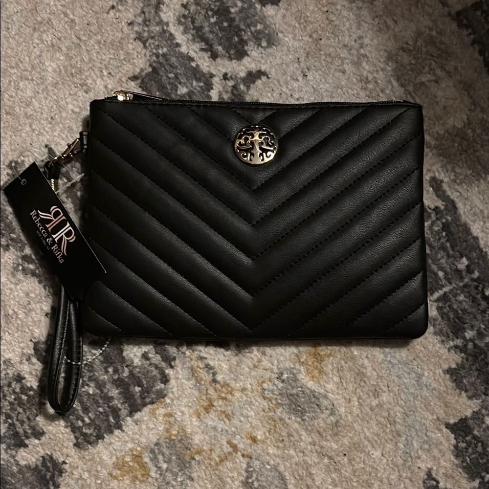 Sleek Black Chevron Quilted Clutch